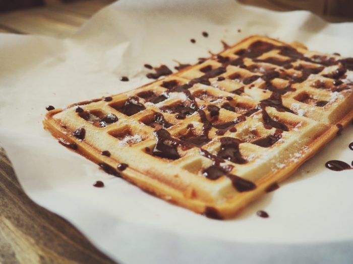 waffles with chocolate drizzle