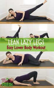 Lower body exercises including leg lifts, clam exercise, and bridge